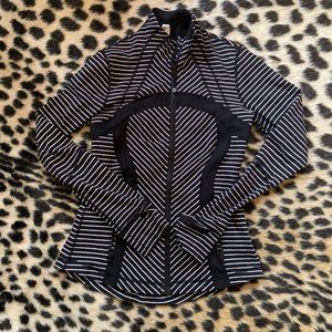 Lululemon Define Jacket size 6 black + white strip